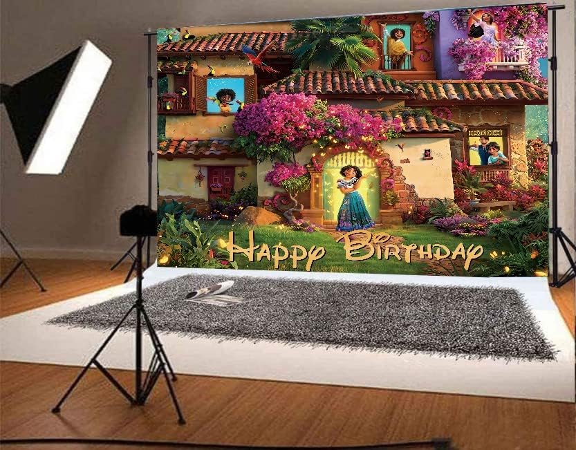 Encanto Doğum Günü Parti Malzemeleri Tema Arka Plan Fotoğraf Fantezi Çiçek Evi Arka Plan, Çocuklar Doğum Günü Afiş,