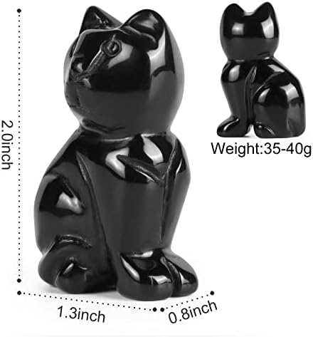 Artistone 2 Siyah Obsidyen Kristal Kedi Heykeli El Oyma Şifa Kristalleri Taş Kedi Heykelcik Hayvanlar El Sanatları
