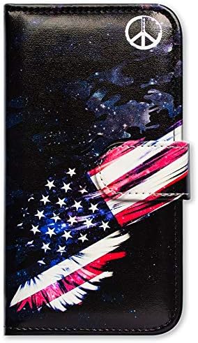 Bcov Galaxy S23 Ultra Kılıf, amerikan Bayrağı Barış Desen Deri Flip Telefon Kılıfı Cüzdan Kapak ile Kart Yuvası Tutucu